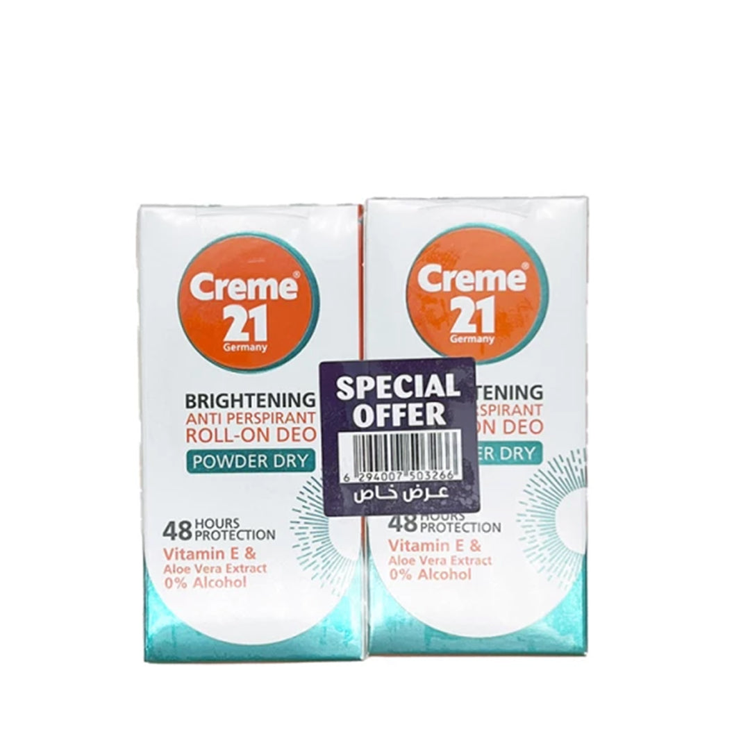 Crème 21 Powder Dry Deodorant Roll On - 50ml - Pack of 2