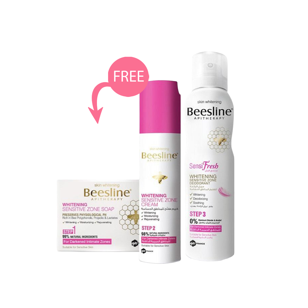 Beesline Sensitive Area Whitening Routine (50ml Cream + 110g Soap + 150ml Deodorant Spray) Special Offer